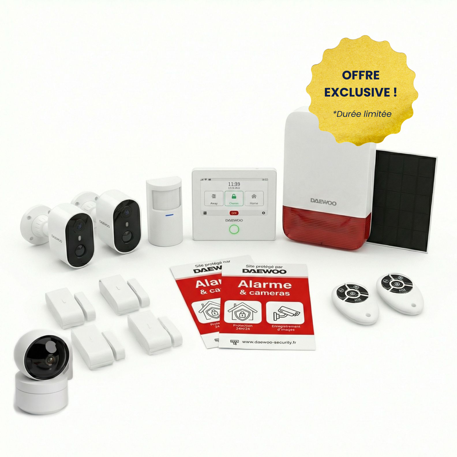 OFFRE EXCLUSIVE | Pack Alarme Daewoo TOUCH AM301 – Double Caméra Extérieure – Batterie & Sirène Intégrées – Sans Abonnement
