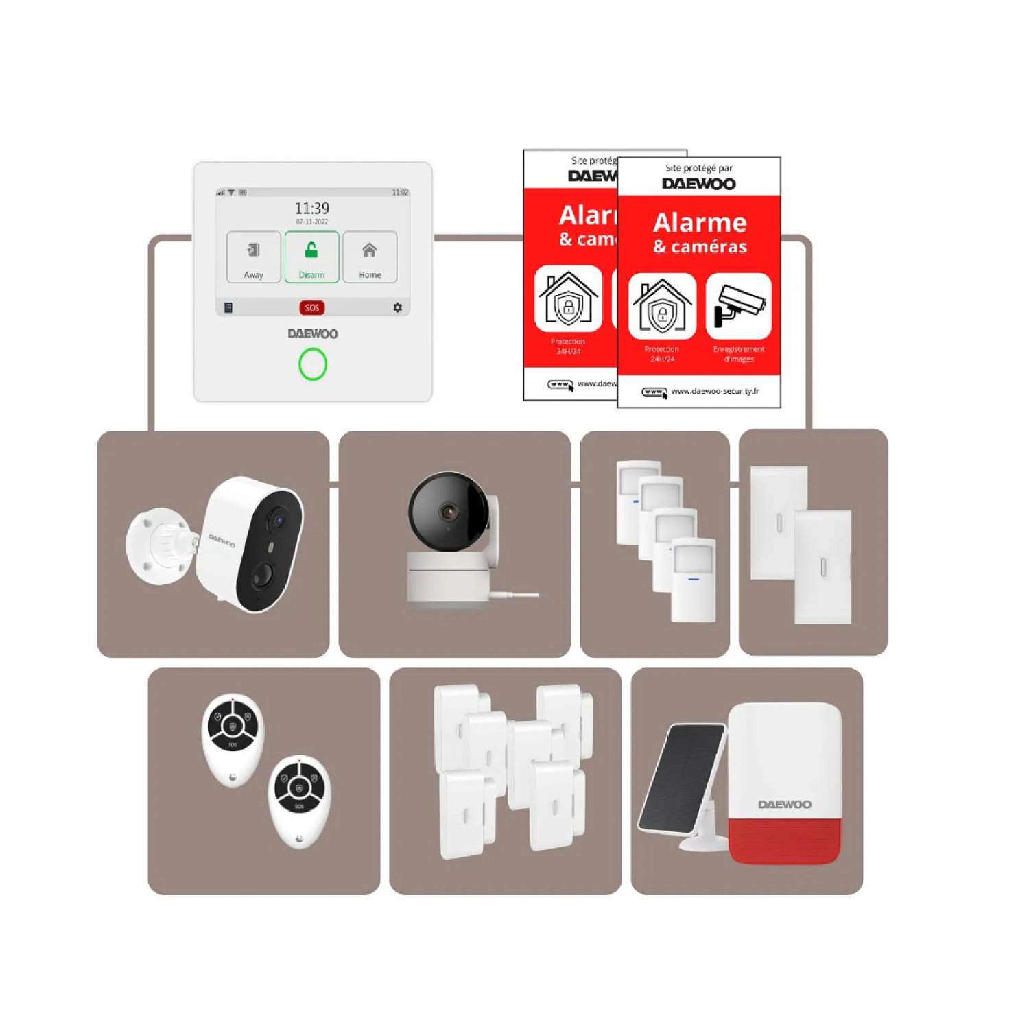 Alarme Maison WiFi + GSM Sans Fil Touch AM343 - Sans Abonnement - Kit Complet avec Caméras Full HD Intérieure/Extérieure autonome rotative