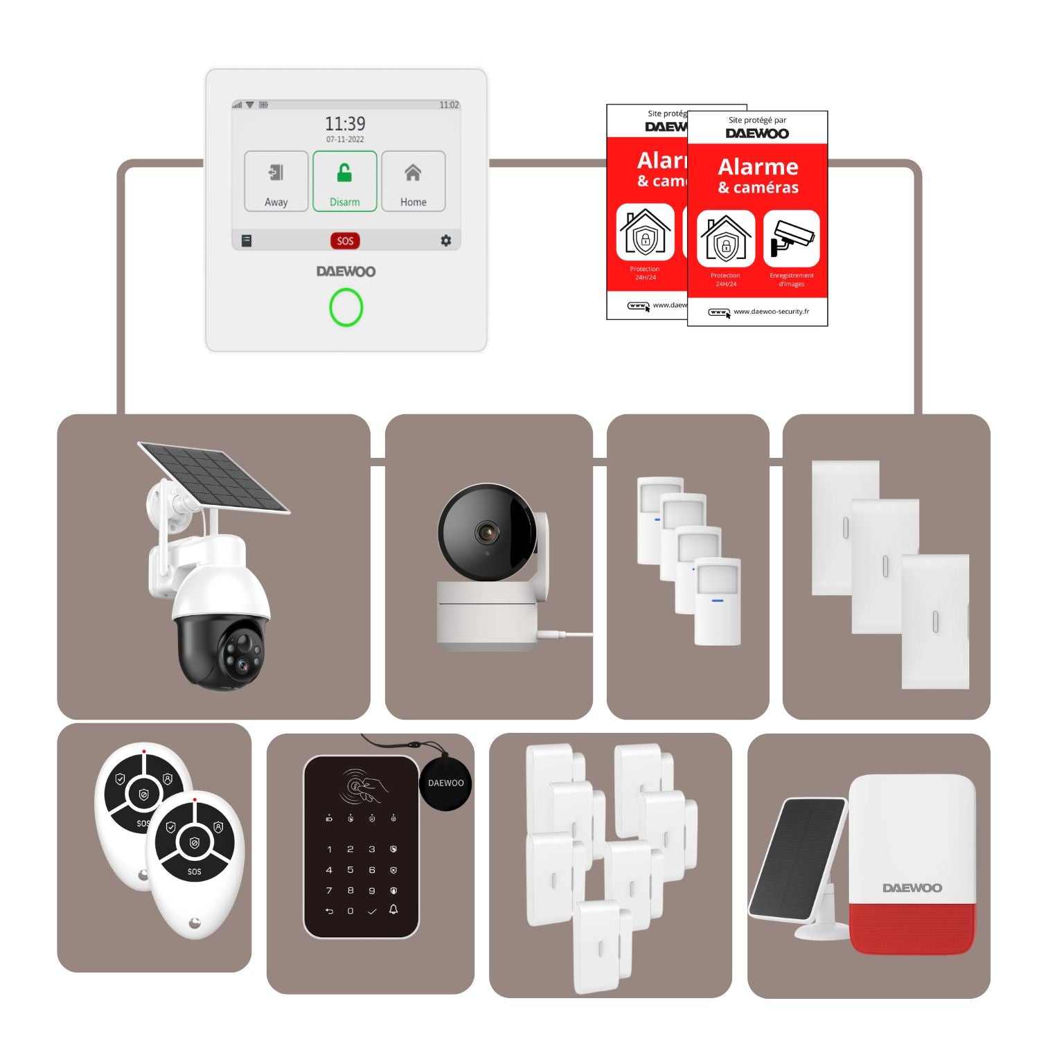 Alarme Maison WiFi + GSM Sans Fil Touch AM343 - Sans Abonnement - Kit Complet avec Caméras Full HD Intérieure/Extérieure autonome rotative