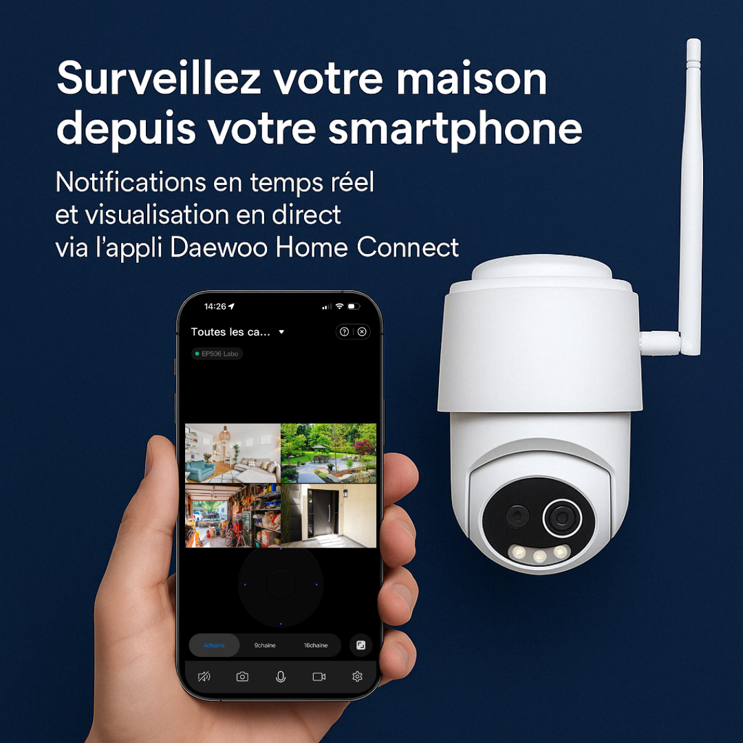 Caméra W509MW extérieure rotative solaire