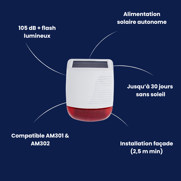Sirène extérieure Solaire | Compatible Touch (AM301/AM302)