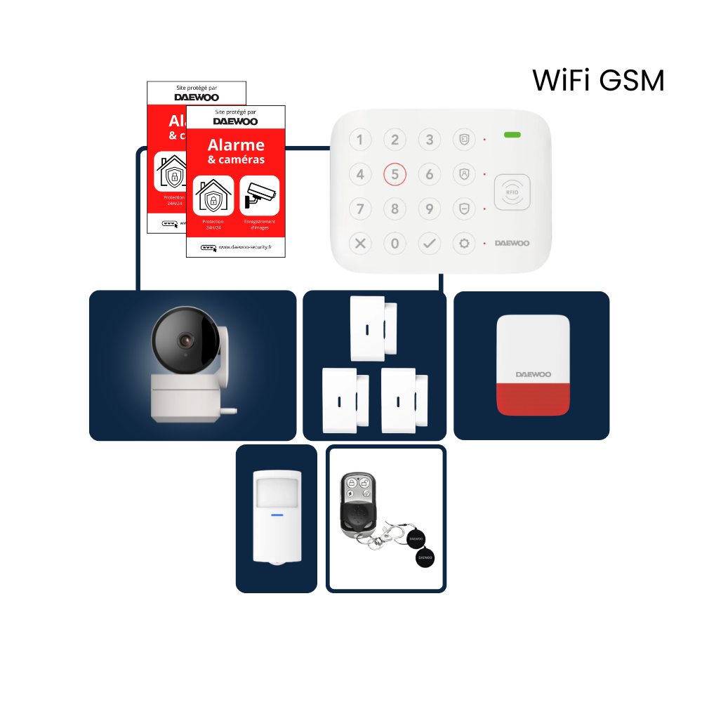 Alarme Maison Wifi et GSM 4G Sans Fil Vigilia VIG501+ - Kit Complet avec Caméra Full HD intérieure et 8 Accessoires