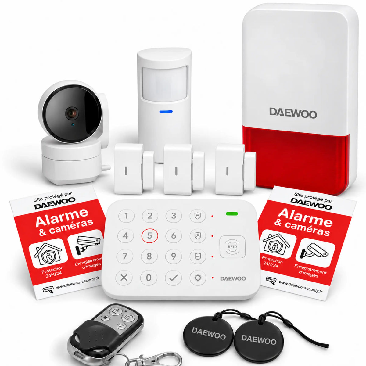 Pack alarme Daewoo Vigilia VIG501 avec centrale, caméra intérieure et 8 accessoires