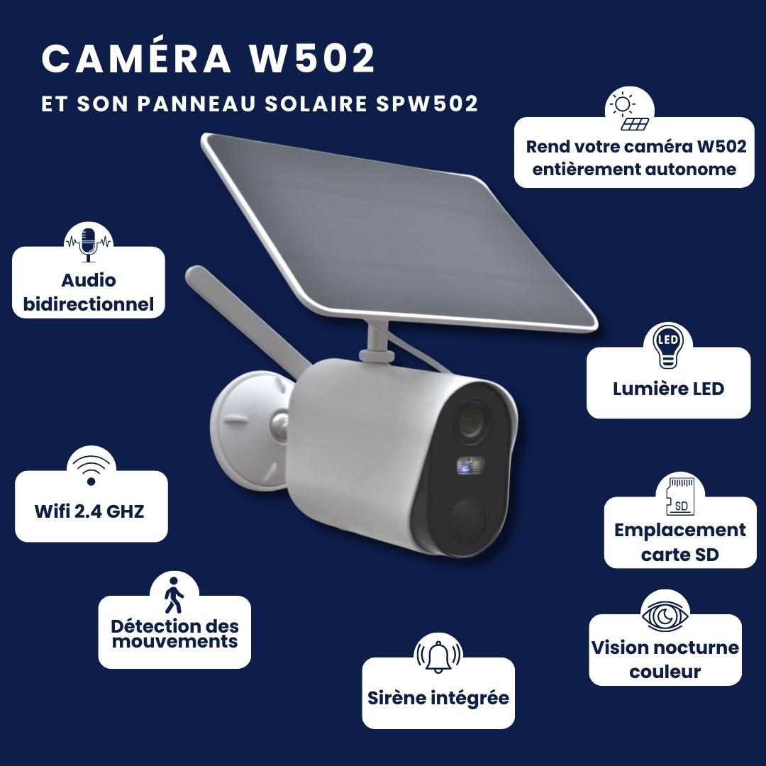 Caméra W502 et son panneau solaire SPW502 - Wifi | 1080P