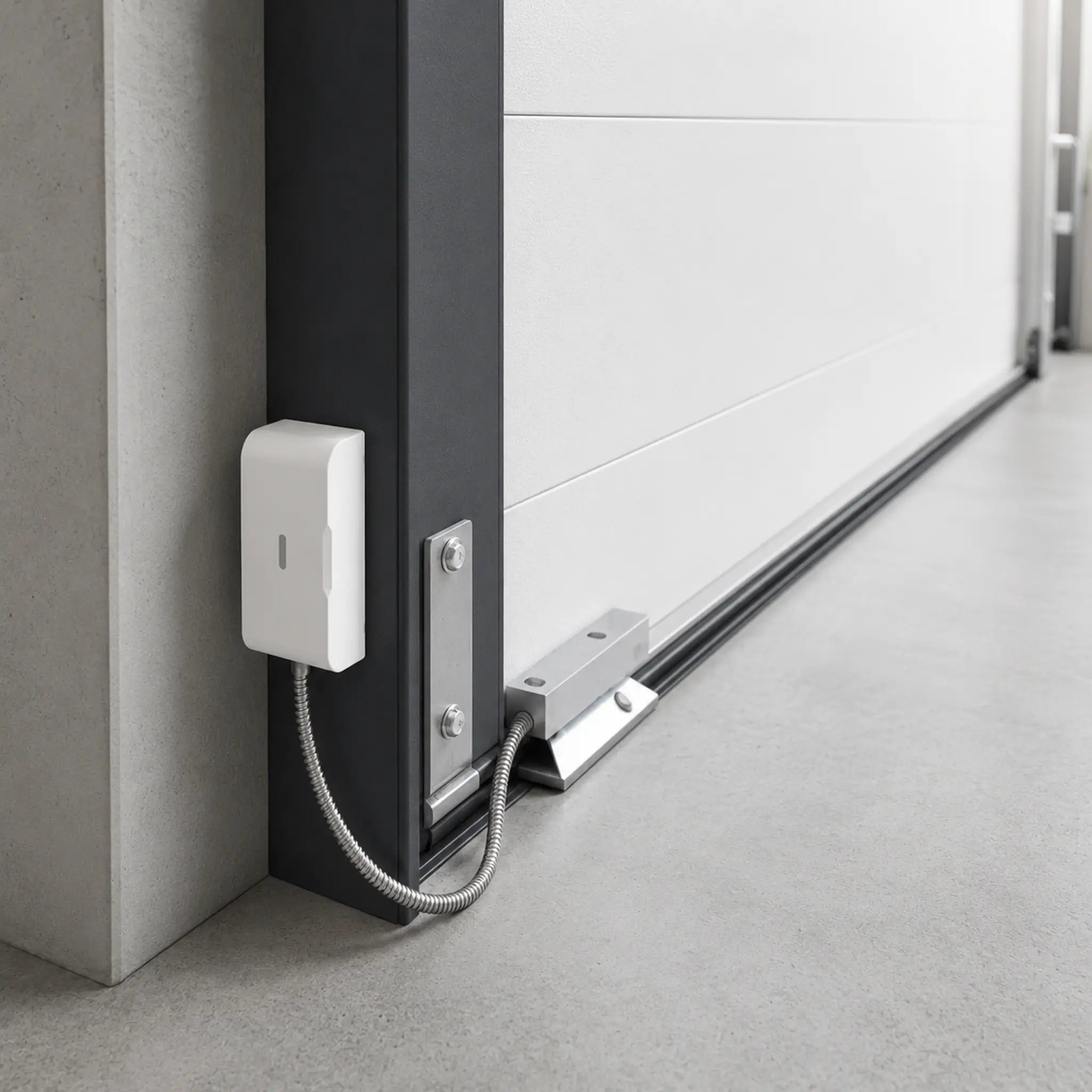Contacteur de porte de garage Daewoo installé sur une porte sectionnelle