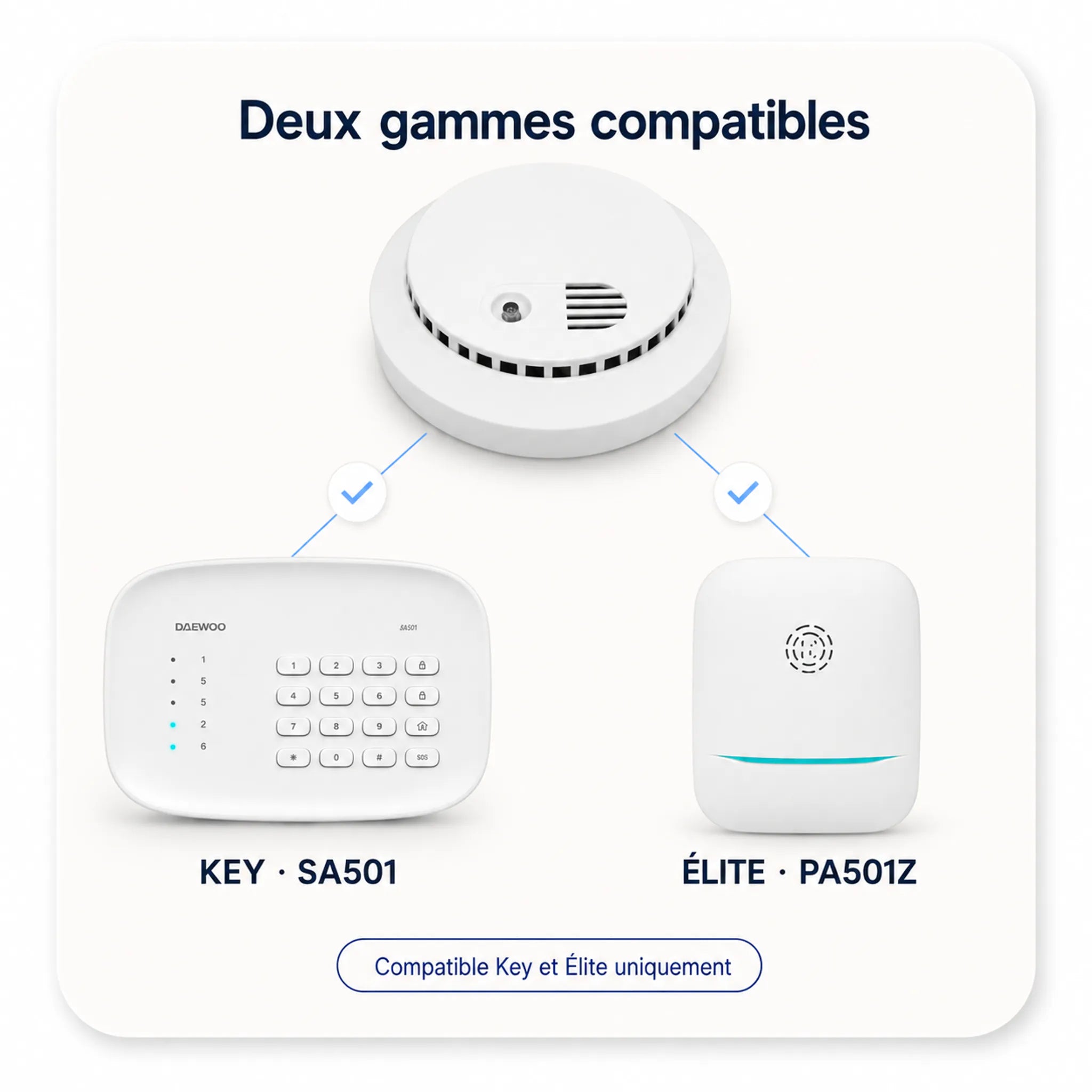 Détecteur de fumée Daewoo WSD501 compatible centrales Key et Élite