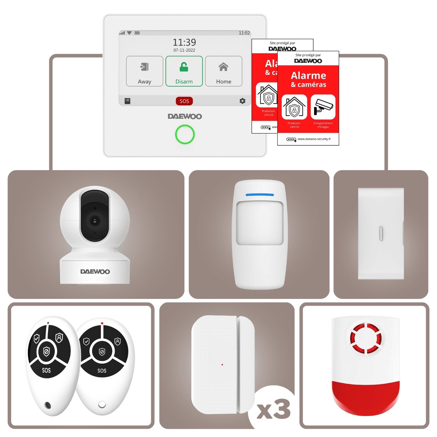 DAEWOO Pack Alarme Wifi / GSM - Modèle Protection Livré Avec 12