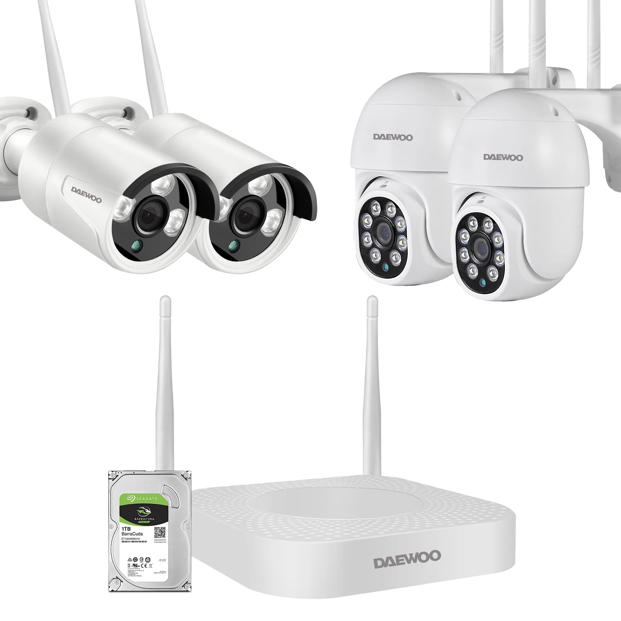 Daewoo Enregistreur NVR avec 4 Caméras et 1 disque dur 1To - Daewoo Security
