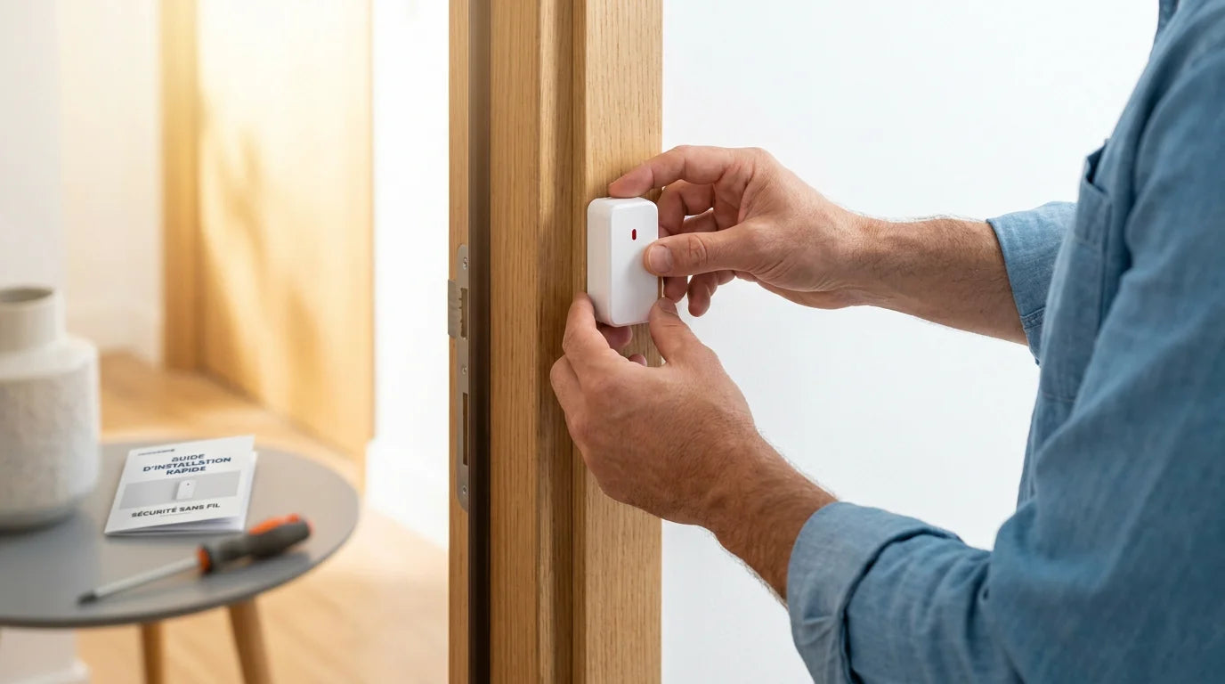 Installation d'un détecteur d'alarme sans abonnement sur une porte d'entrée en France