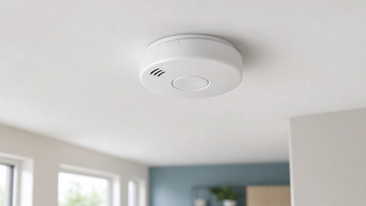 Détecteur de fumée installé au plafond d’un logement