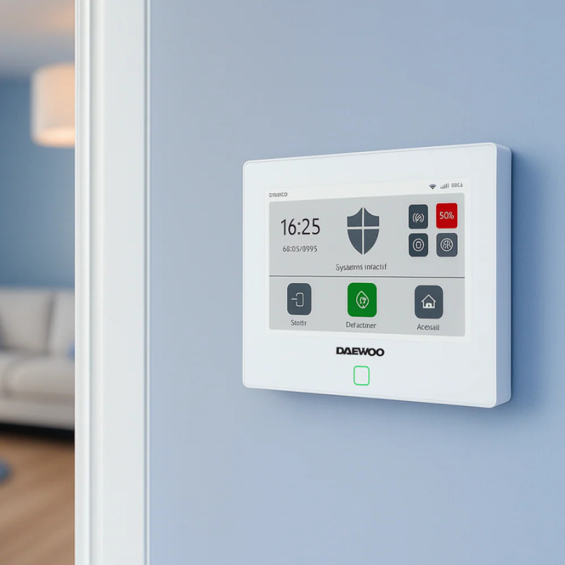 Alarme maison sans fil avec écran tactile 7'' AM352 - 1 caméra extérieure autonome et 1 intérieure et 15 accessoires - Sans abonnement