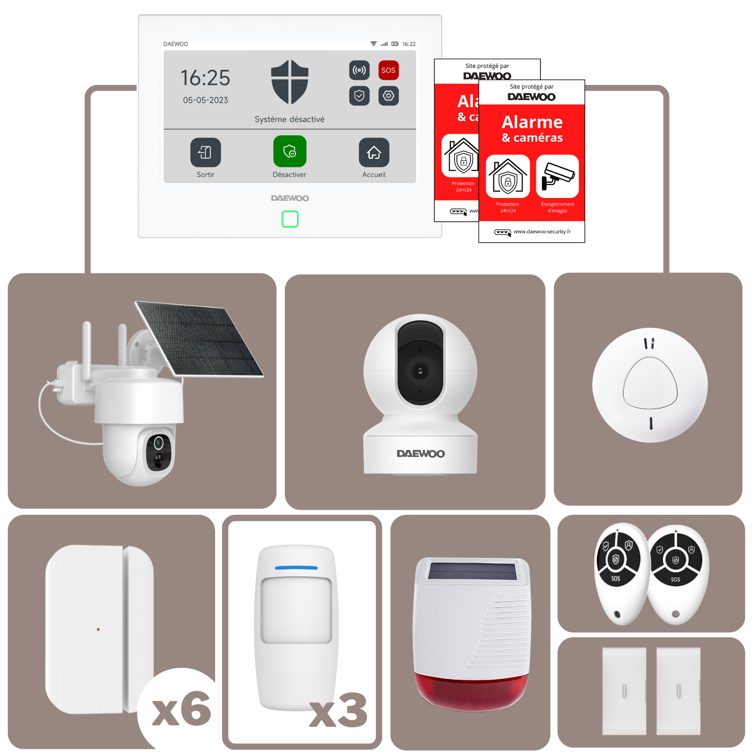 Pack alarme Full Protect | Alarme Daewoo Wifi / GSM 4G à écran tactile