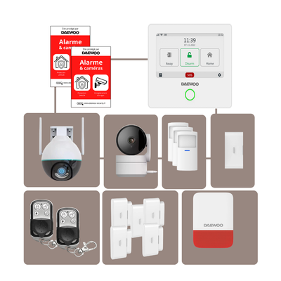 Pack Alarme AM341 | Centrale Touch | Sans Abonnement - Kit Complet avec Caméras Full HD Intérieure/Extérieure