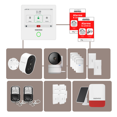 Pack Alarme AM342 | Centrale Touch | Kit Complet avec Caméras Full HD Intérieures/Extérieures autonomes