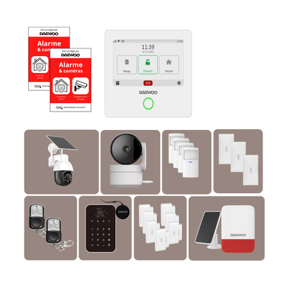 Alarme Maison WiFi + GSM Sans Fil Touch AM343 - Sans Abonnement - Kit Complet avec Caméras Full HD Intérieure/Extérieure autonome rotative