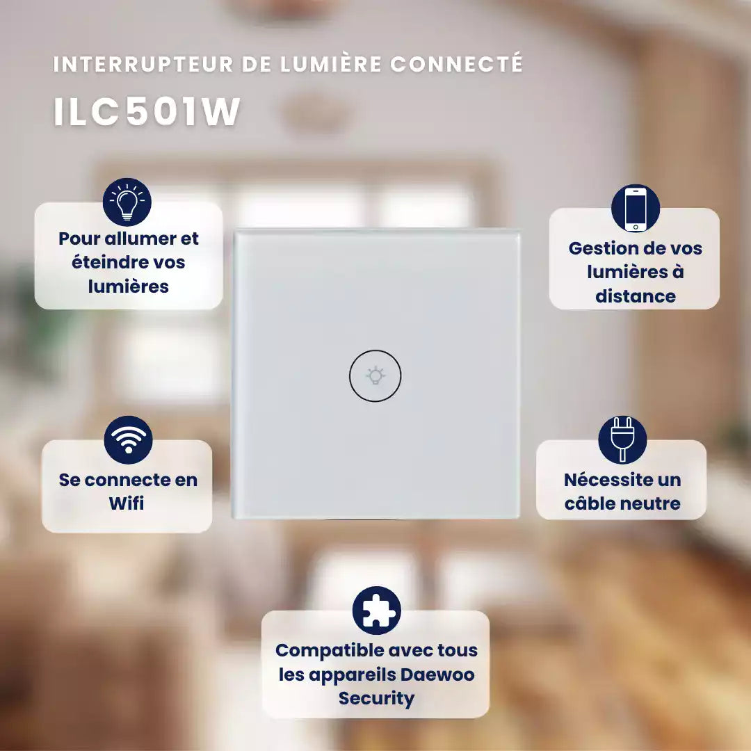 Interrupteur connecté pour lumière - 1 zone - Daewoo Security