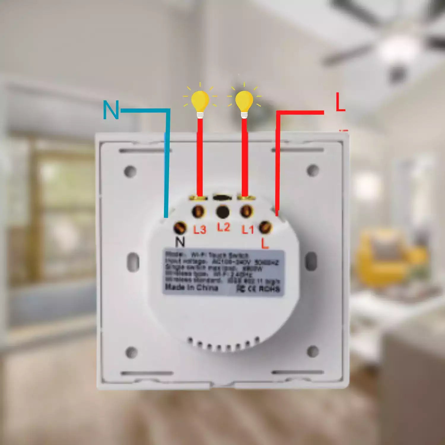 Interrupteur connecté pour lumière - 2 zones - Daewoo Security