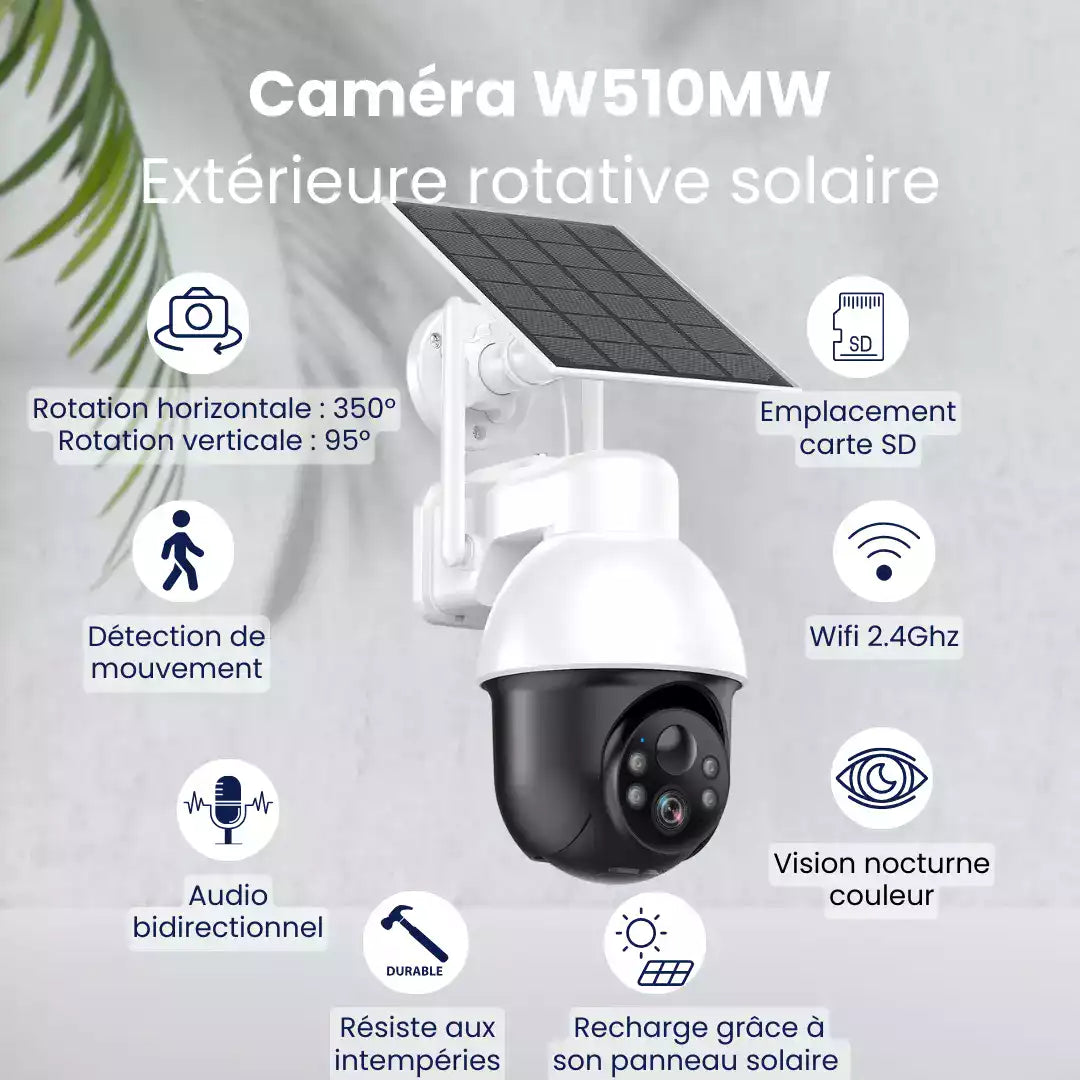 Caméra de surveillance Daewoo W510MW Full HD autonome avec panneau solaire - Daewoo Security