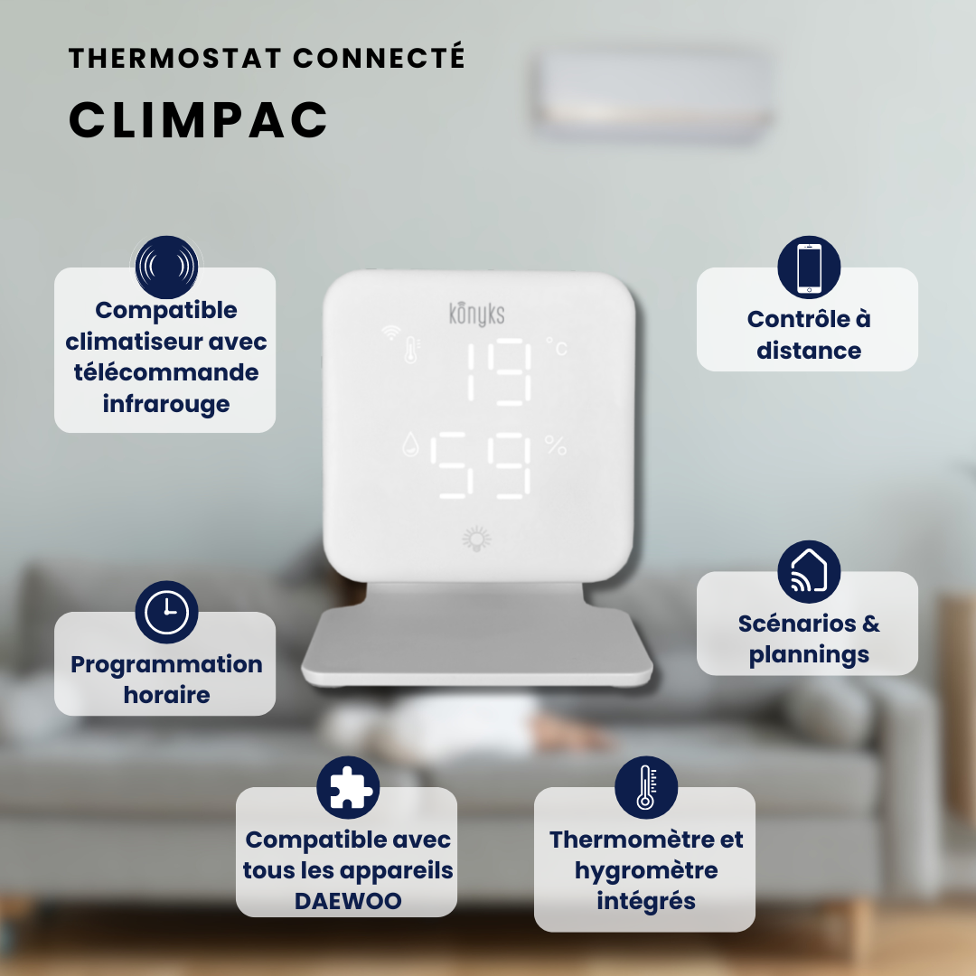 Thermostat connecté pour climatisation - Konyks