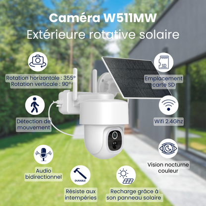 DESTOCKAGE | Caméra W511MW extérieure rotative 4MP avec panneau solaire