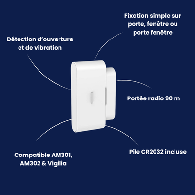 Contacteur d'ouverture / vibration 2 en 1 | WDV301 | Compatible Touch/Vigilia (AM30x)