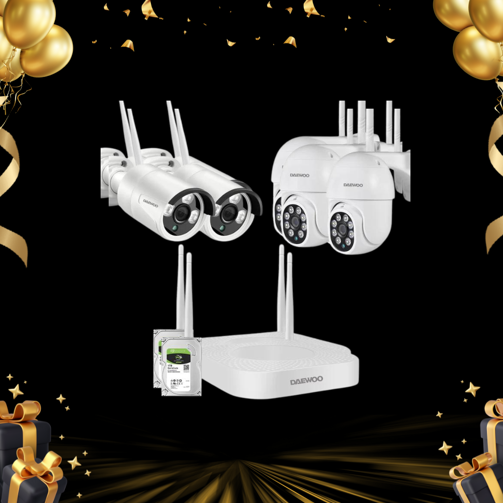 Daewoo Enregistreur NVR avec 4 Caméras et 1 disque dur 1To