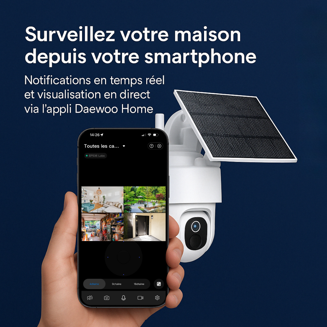 DESTOCKAGE | Caméra W511MW extérieure rotative 4MP avec panneau solaire