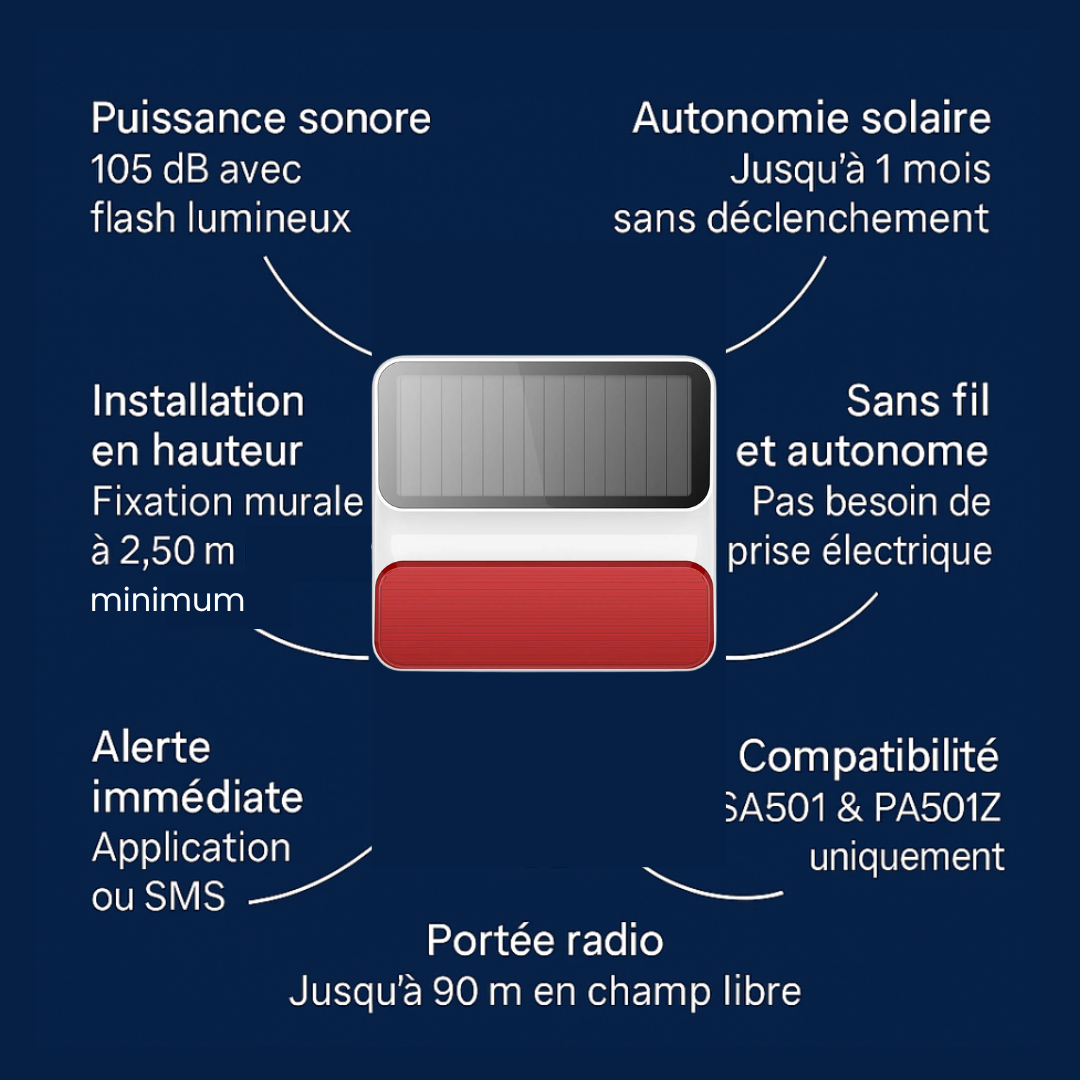 Sirène extérieure solaire | Compatible Key & Élite (SA501 & PA501Z)