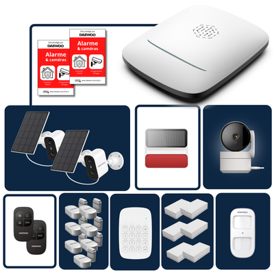 Pack Alarme Horizon+ | Centrale Élite - Kit XXL 18 Accessoires + 2 Caméras Solaires Extérieures & 1 Intérieure | PA572