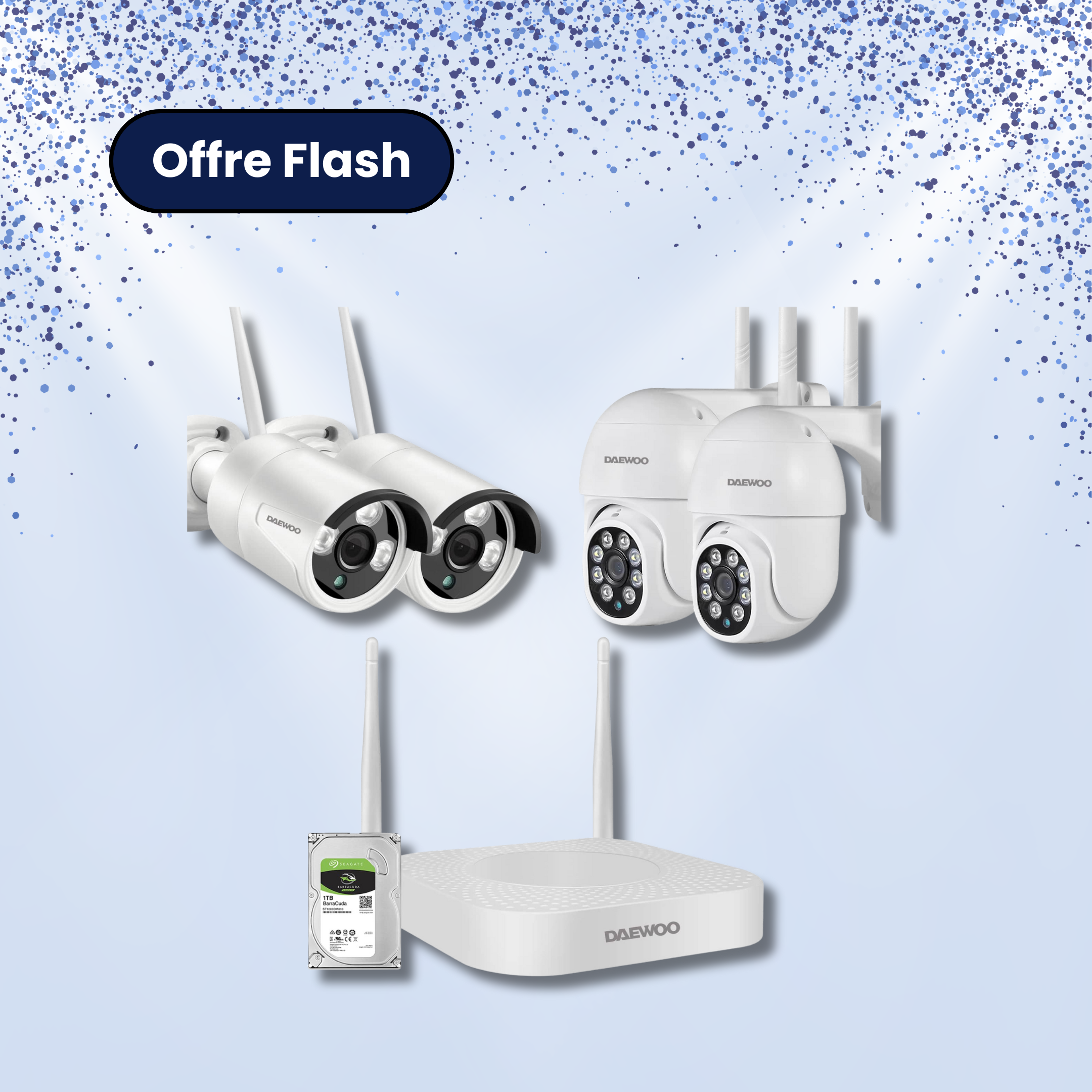 Daewoo NVR Recorder with 4 Cameras and 1TB hard drive