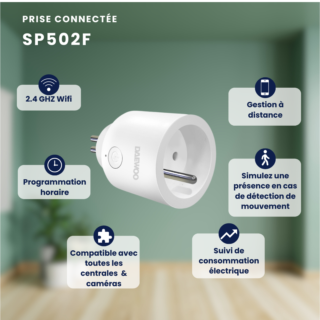 Prise connectée Daewoo - SP502F - Norme FR 10A - Daewoo Security