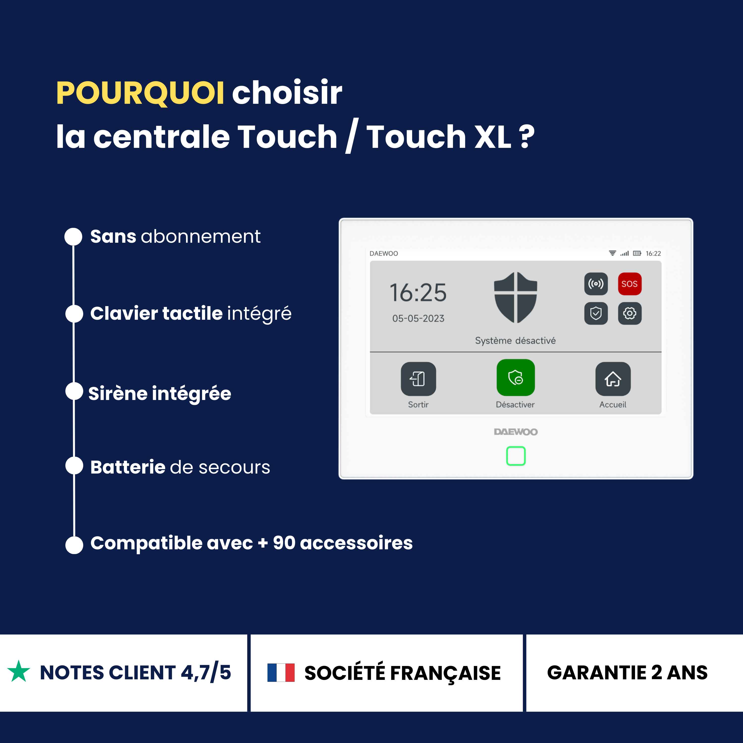 Alarme Connectée Tactile – Touch & Touch XL (WiFi + 4G) – Sans abonnement