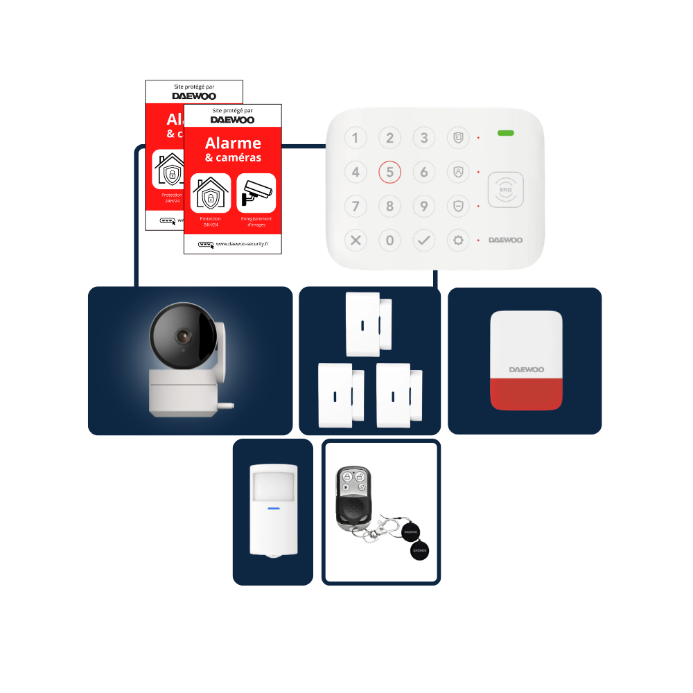 Pack Alarme VIG501 | Centrale Vigilia | Kit Complet avec Caméra Full HD intérieure et 8 Accessoires