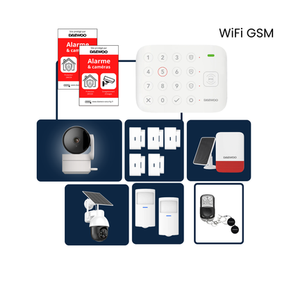 Alarme Maison Wifi/GSM sans Fil Vigilia VIG506+ - Kit Complet avec 2 Caméras Full HD intérieure /extérieure solaire motorisée et 11 Accessoires