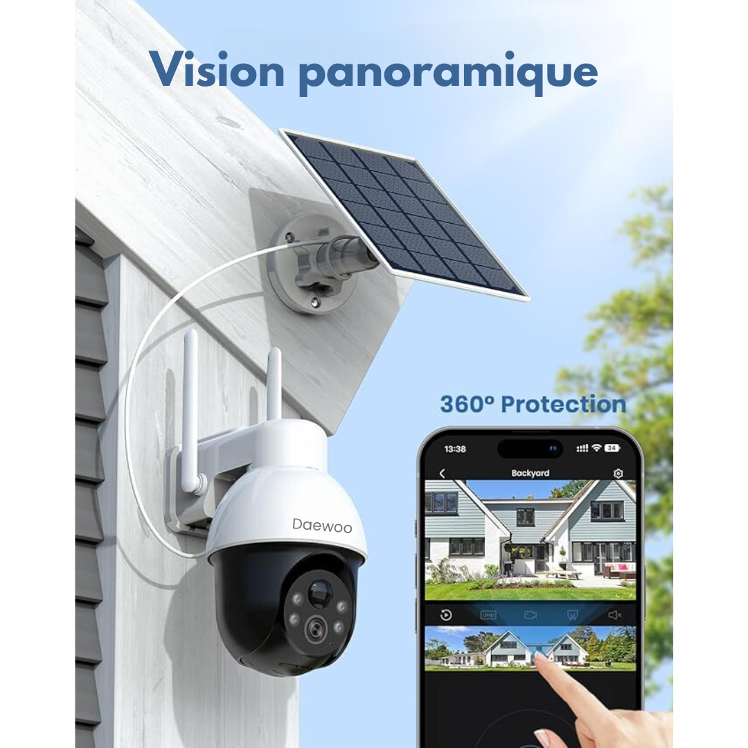 Caméra W512MW extérieure rotative 1440P | Avec panneau solaire