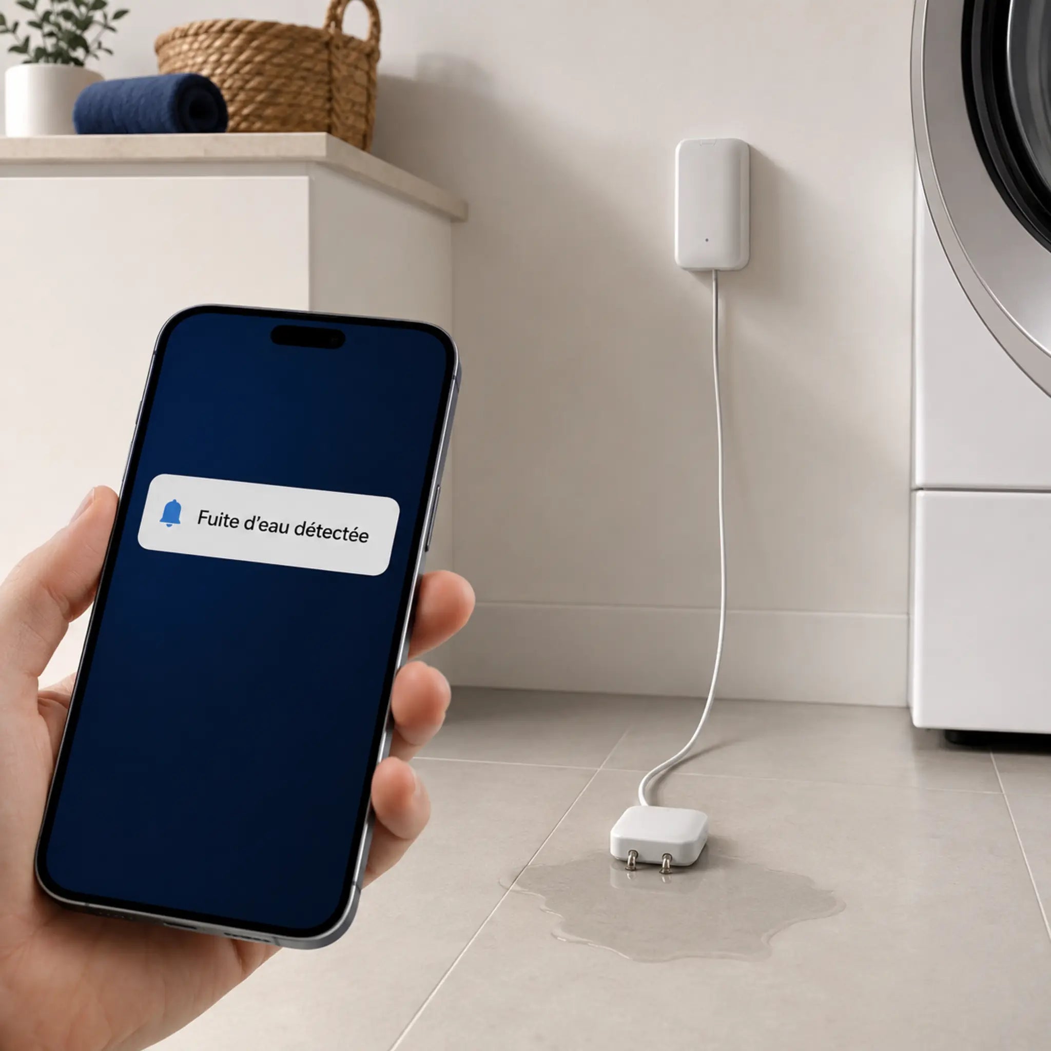 Alerte de fuite d'eau reçue sur smartphone via Daewoo Home Connect