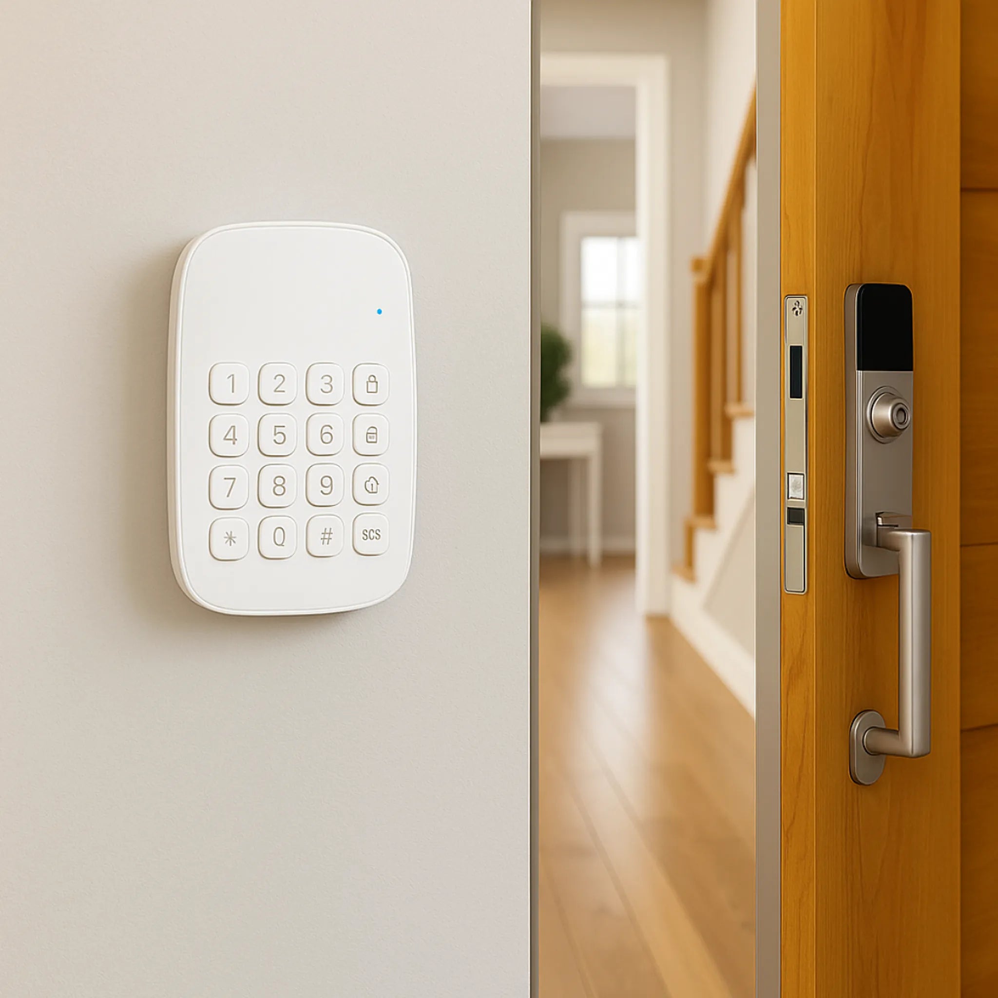 Clavier sans fil Daewoo installé près d'une porte d'entrée