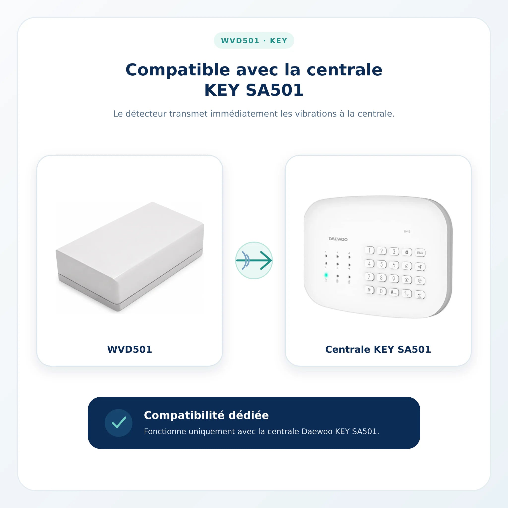 Détecteur de vibration Daewoo WVD501 compatible avec la centrale Key SA501