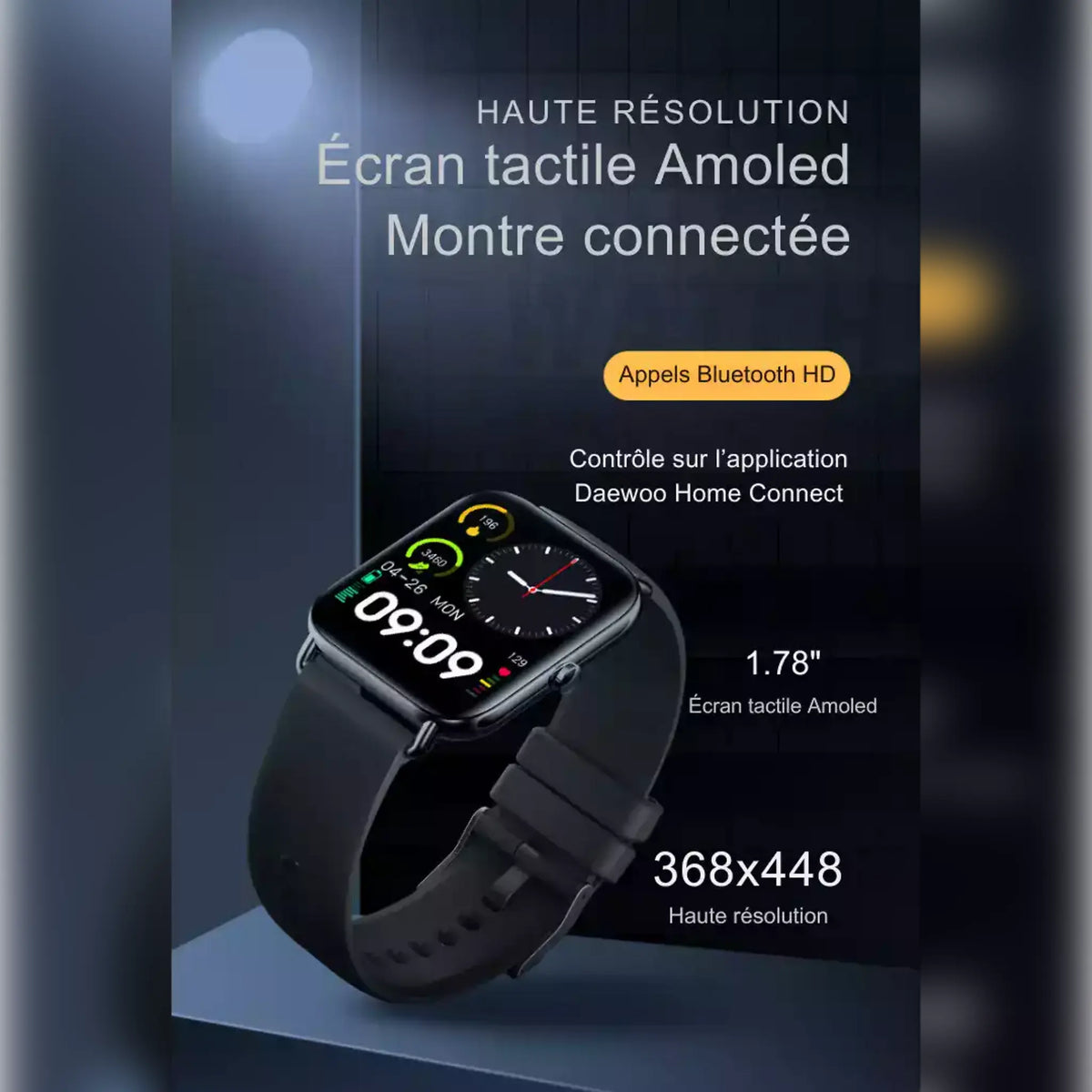 Montre connectée Daewoo SW101, écran AMOLED 1,78 pouce