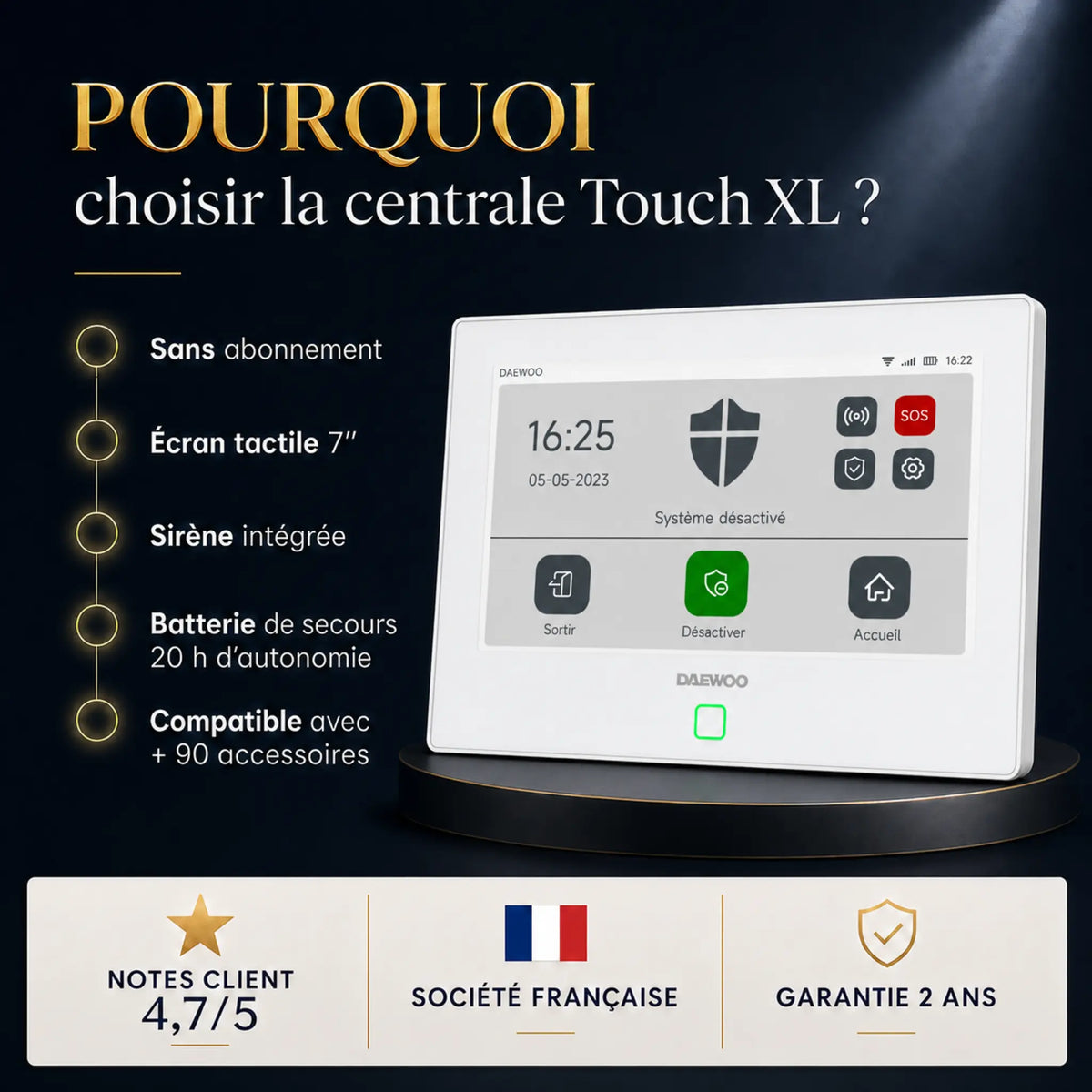 Pourquoi choisir l'alarme Daewoo Touch XL AM302 : points forts du système