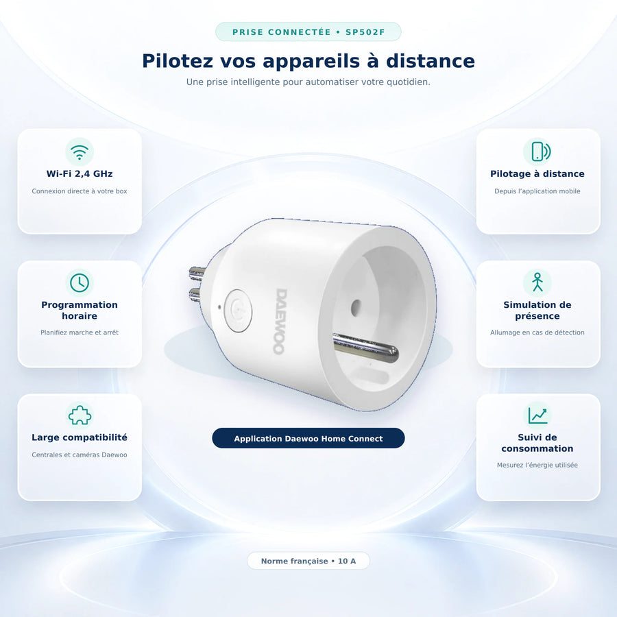 Prise connectée Daewoo - SP502F - Norme FR 10A