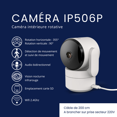 Configurateur | Caméra intérieure rotative Daewoo IP506P - Wifi | Full HD | Vie Privée