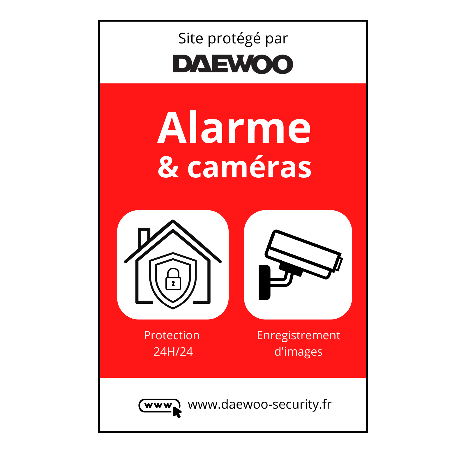 Autocollants Site protégé - Alarme et caméras x10 - Daewoo Security