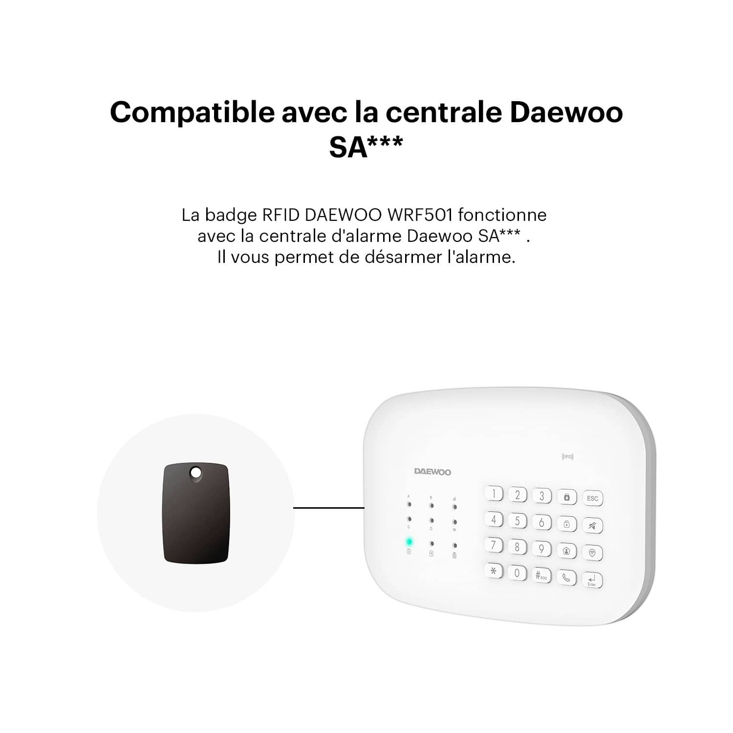 Badge RFID WRF501 | Compatible avec l'alarme SA501 & PA501Z - Daewoo Security