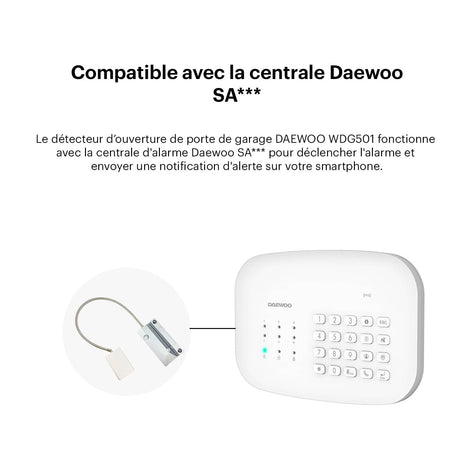 Contacteur de porte de garage WDG501 | Compatible avec l'alarme SA501 & PA501Z - Daewoo Security