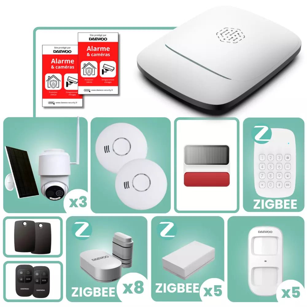 Pack PA524Z | Système d'alarme Full 4G & Zigbee - Daewoo Security