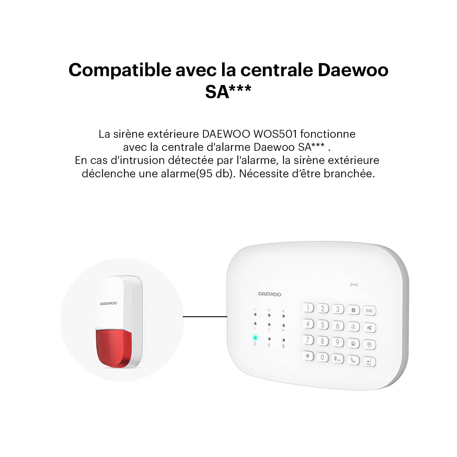 Sirène extérieure WOS501 |Compatible avec l'alarme SA501 & PA501Z - Daewoo Security